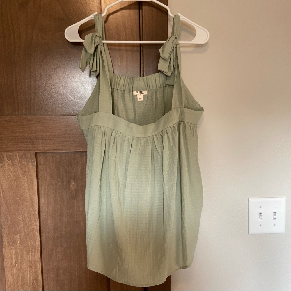 A.n.a (A New Approach) Womens Straight Neck Camisole Tank Top Tie Shoulder L - Picture 5 of 10